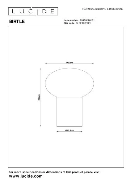 Lucide BIRTLE - Tischlampe - 1xE14 - Opal - technisch